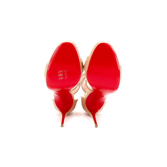 Christian Louboutin 100 Women's Choca Spikes Heeled Sandals Spiked Leather - Picture 4 of 5